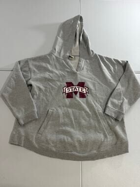 Mississippi State Bulldogs Hoodie Womens L UG Apparel Gray V-Neck Pullover SEC